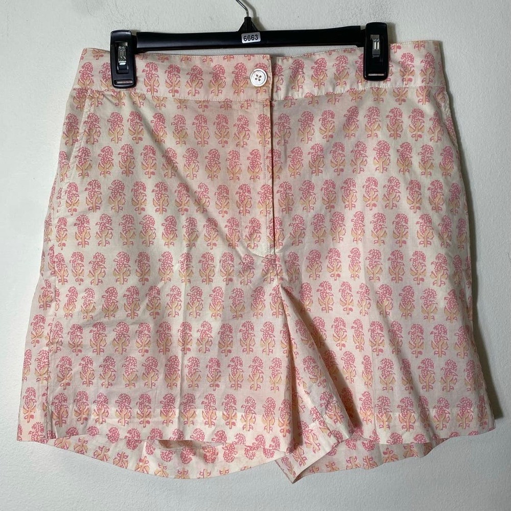 Faherty White Pink Floral Malibu Organic Cotton Shorts Sz L